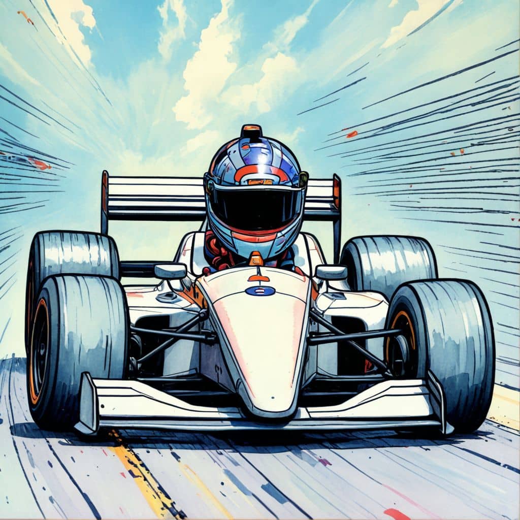 Colored Race Car Driver on a starting grid