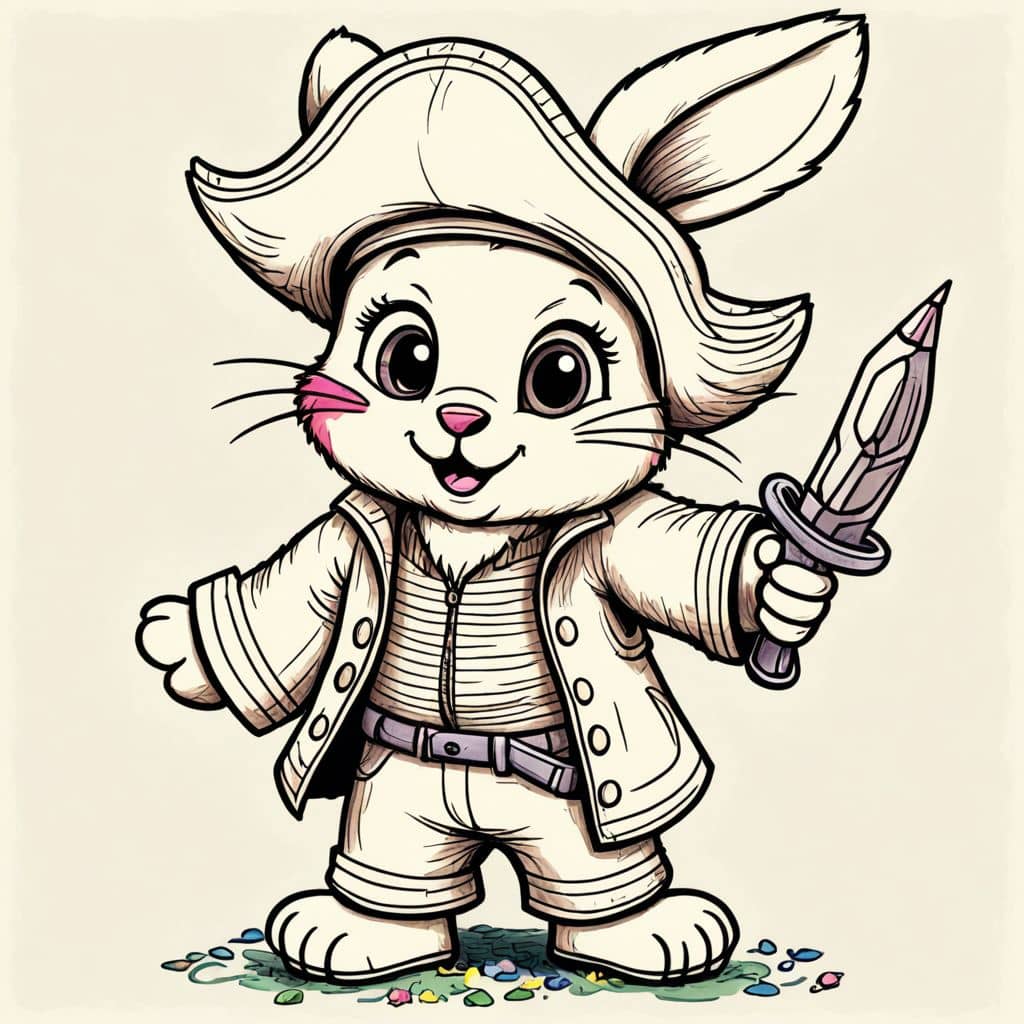 Colored Bunny in a pirate outfit