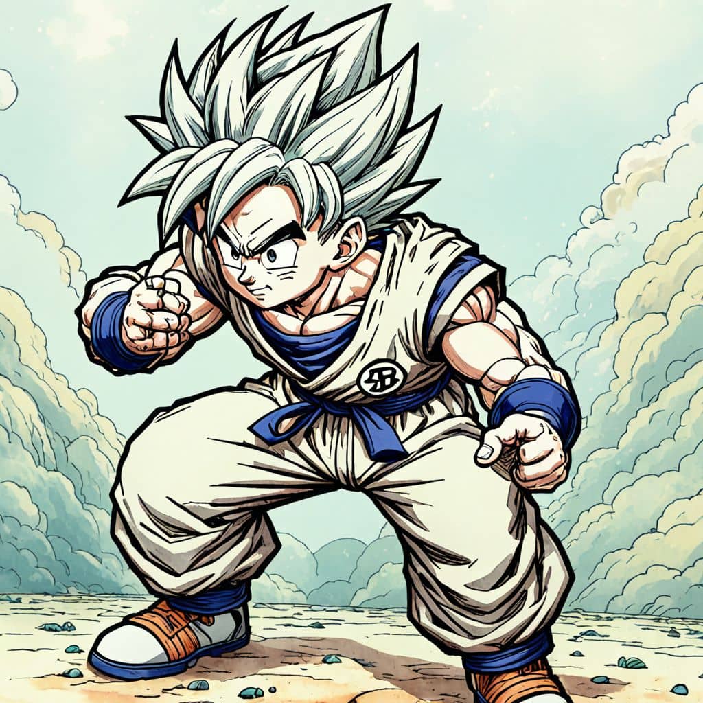 Colored Goku - the Saiyan warrior from Dragon Ball Z as a firefighter