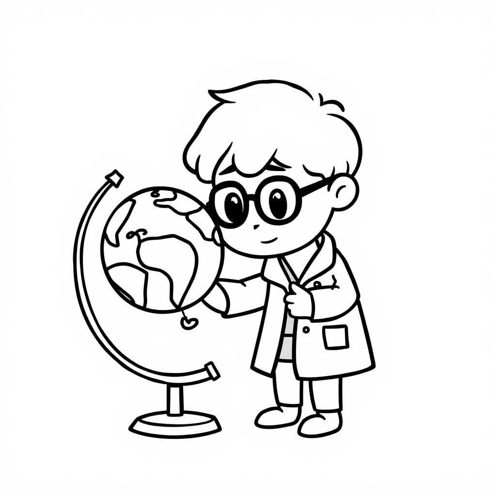 Scientist studying Earth Globe