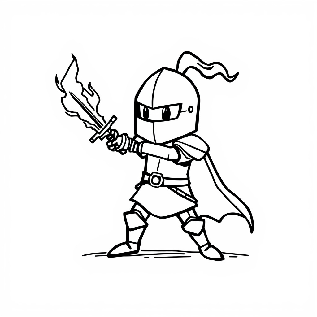 Knight wielding flaming sword