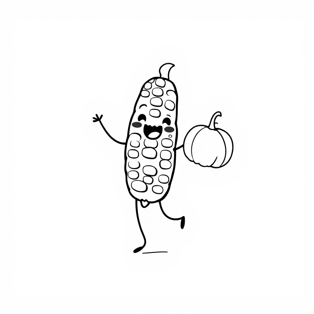 Corn dancing with a pumpkin