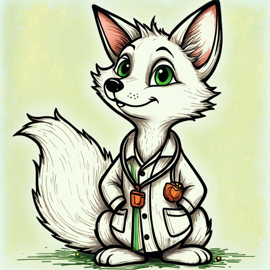 Colored Fox as a doctor with a stethoscope