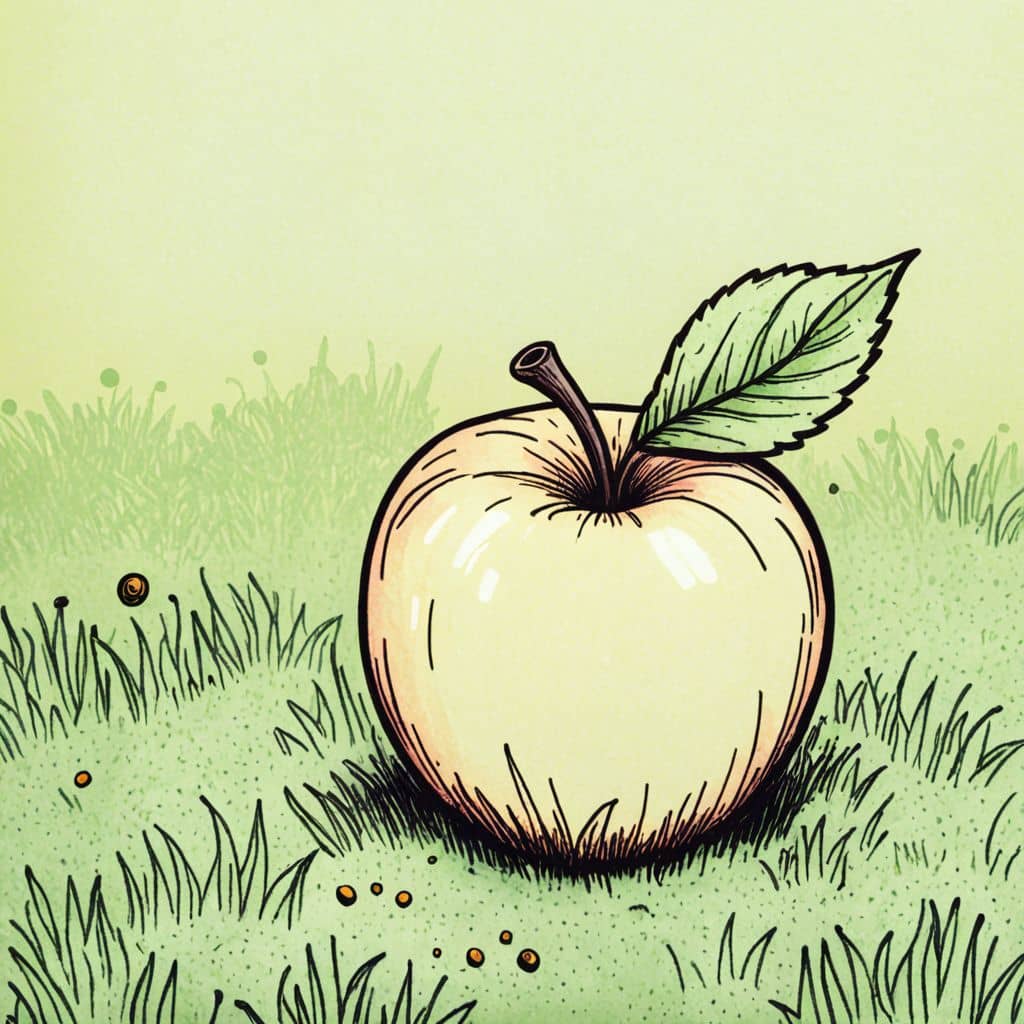 Colored Apple lying on a grassy field