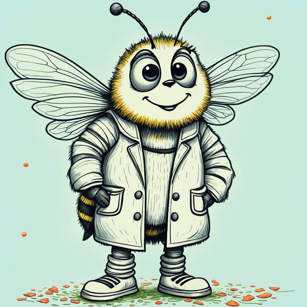 Colored Bee Scientist in a lab coat