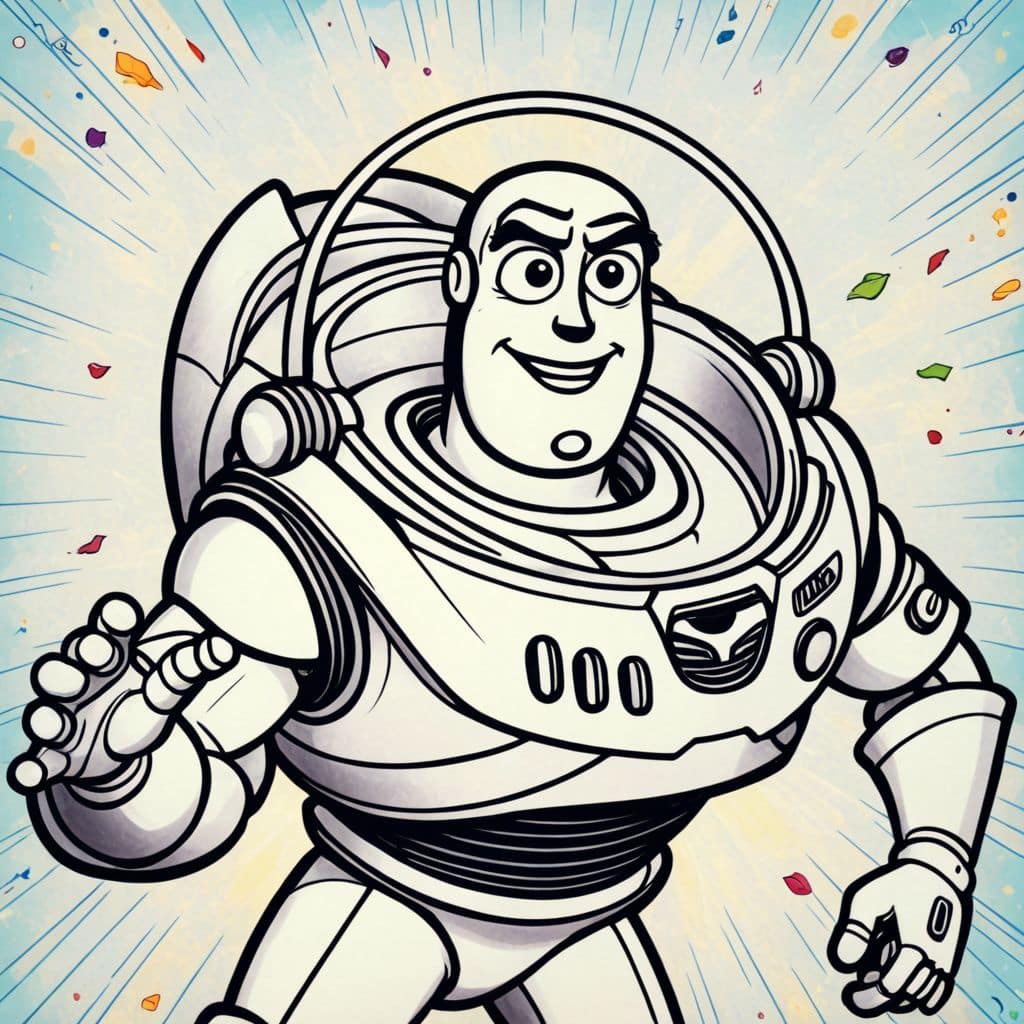 Colored Buzz Lightyear - piloting spaceship