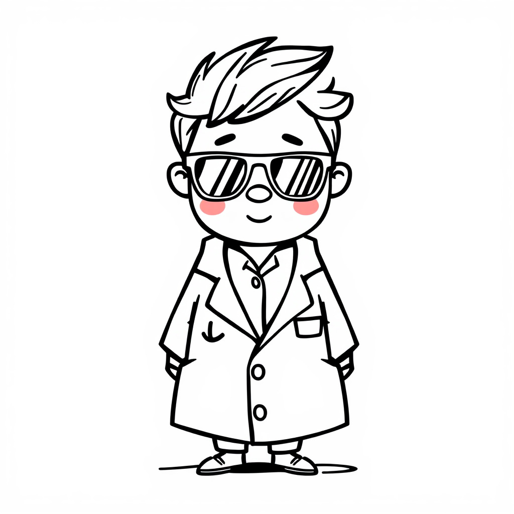 Scientist in lab coat with sunglasses