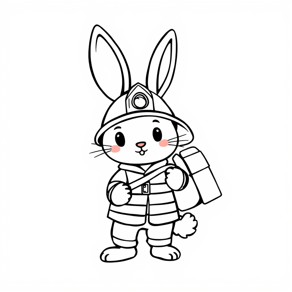 Bunny firefighter with hose