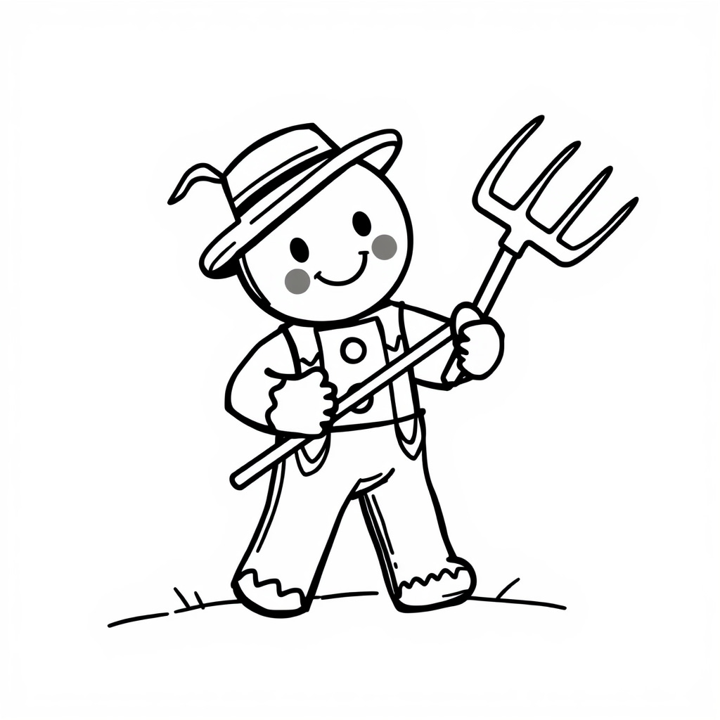 Farmer Gingerbread Man holding a pitchfork