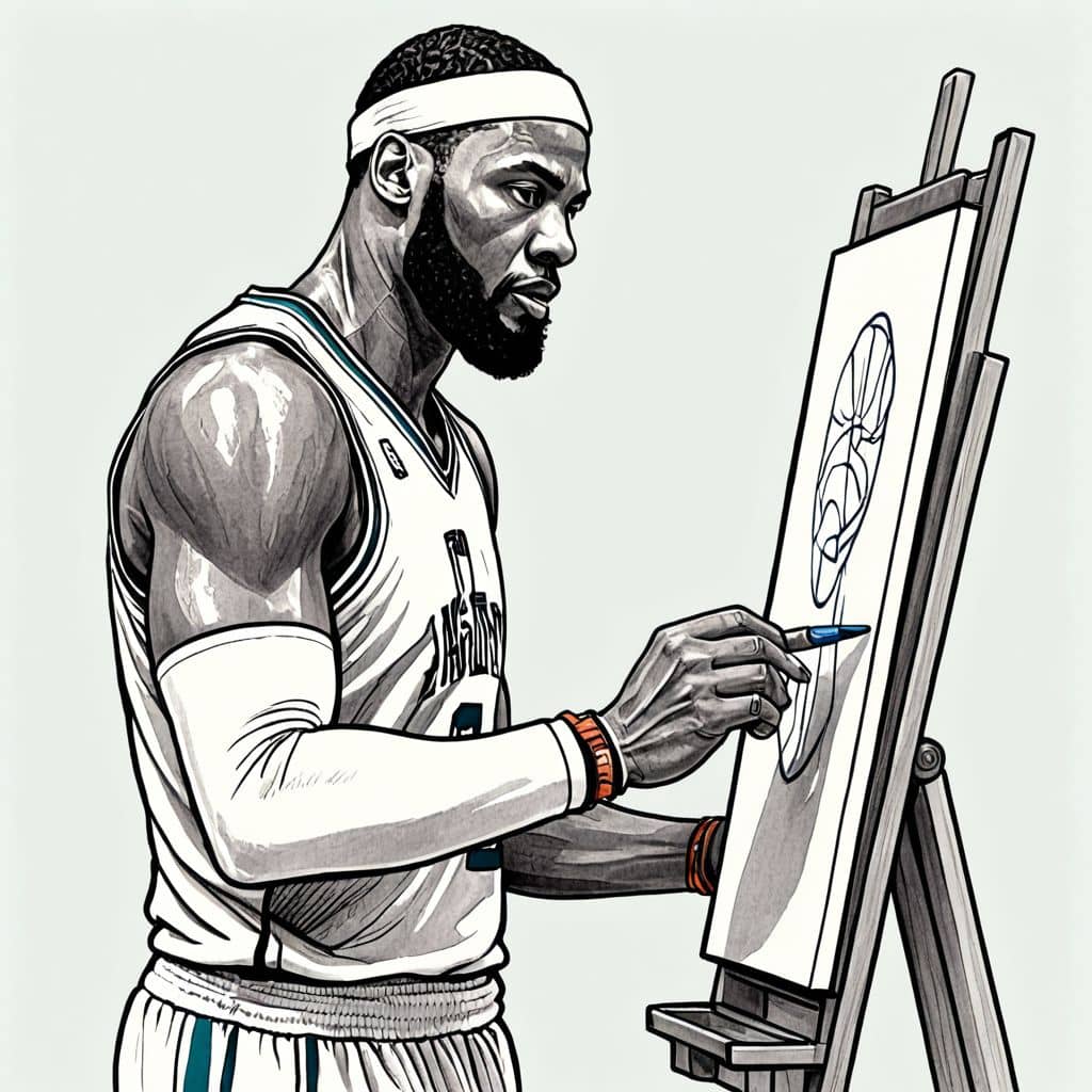 Colored LeBron James - the NBA player painting on a canvas
