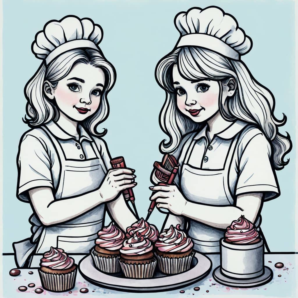Colored Cupcake Bakers piping frosting