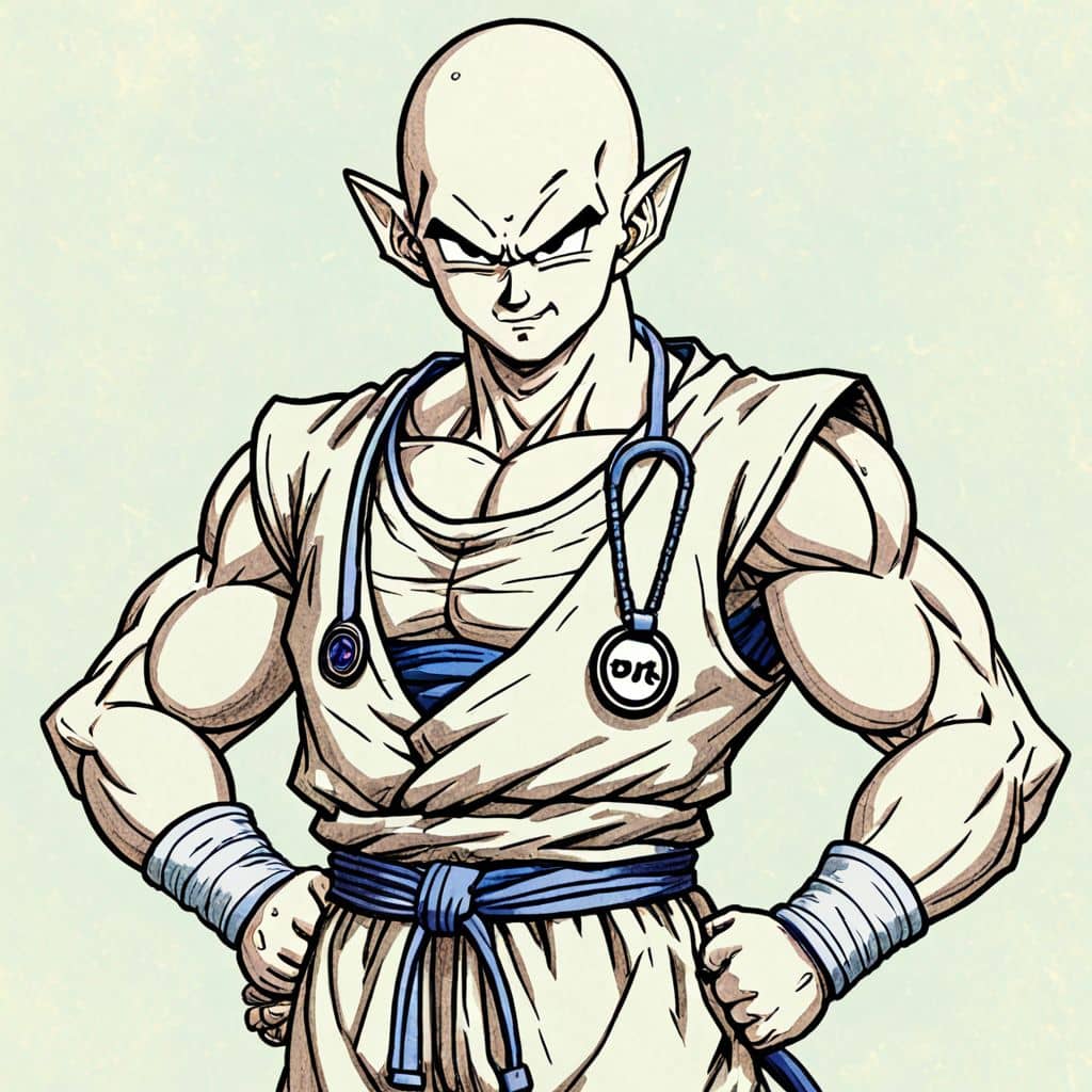 Colored Piccolo - the Namekian warrior from Dragon Ball Z as a doctor