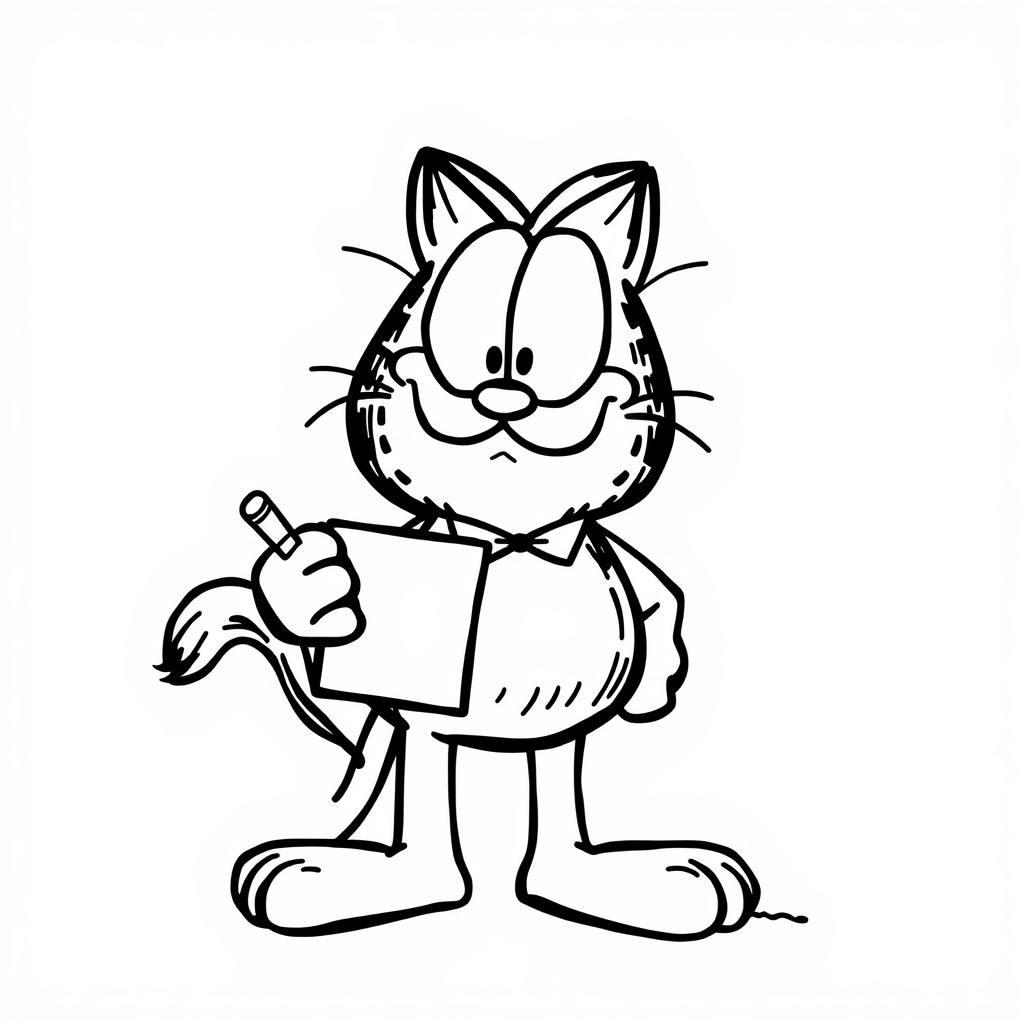 Garfield as a teacher with chalkboard