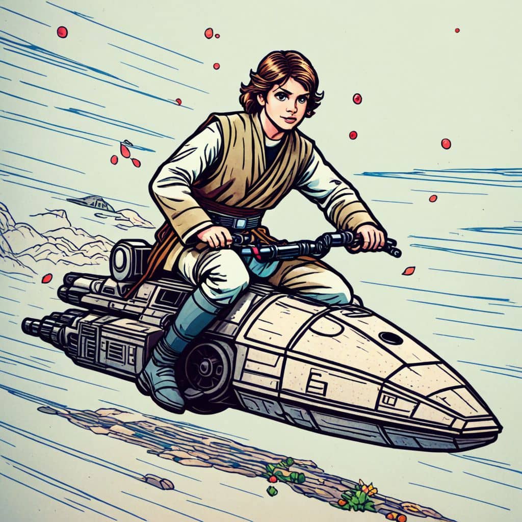 Colored Anakin Skywalker on podracer