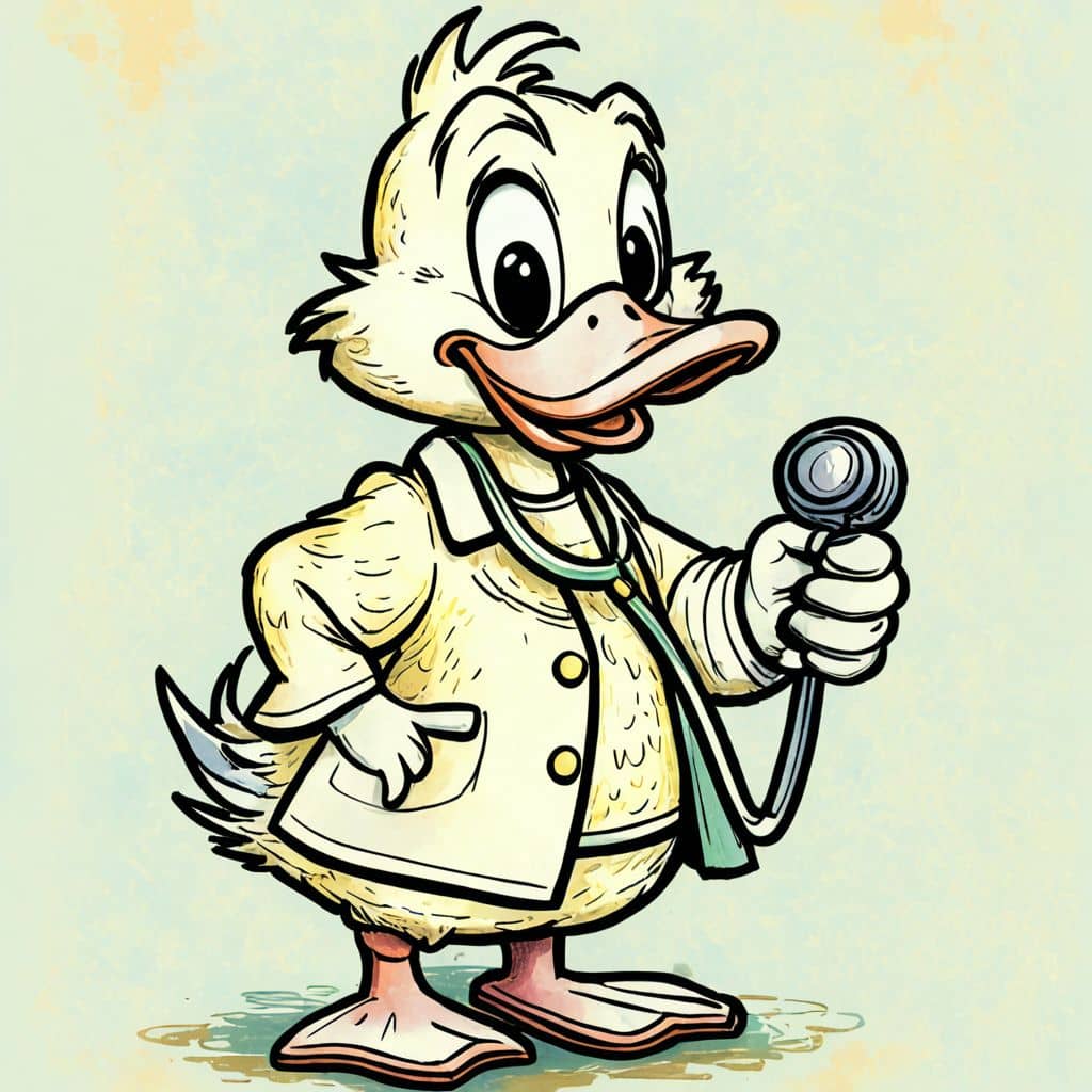 Colored Duck Doctor with a stethoscope