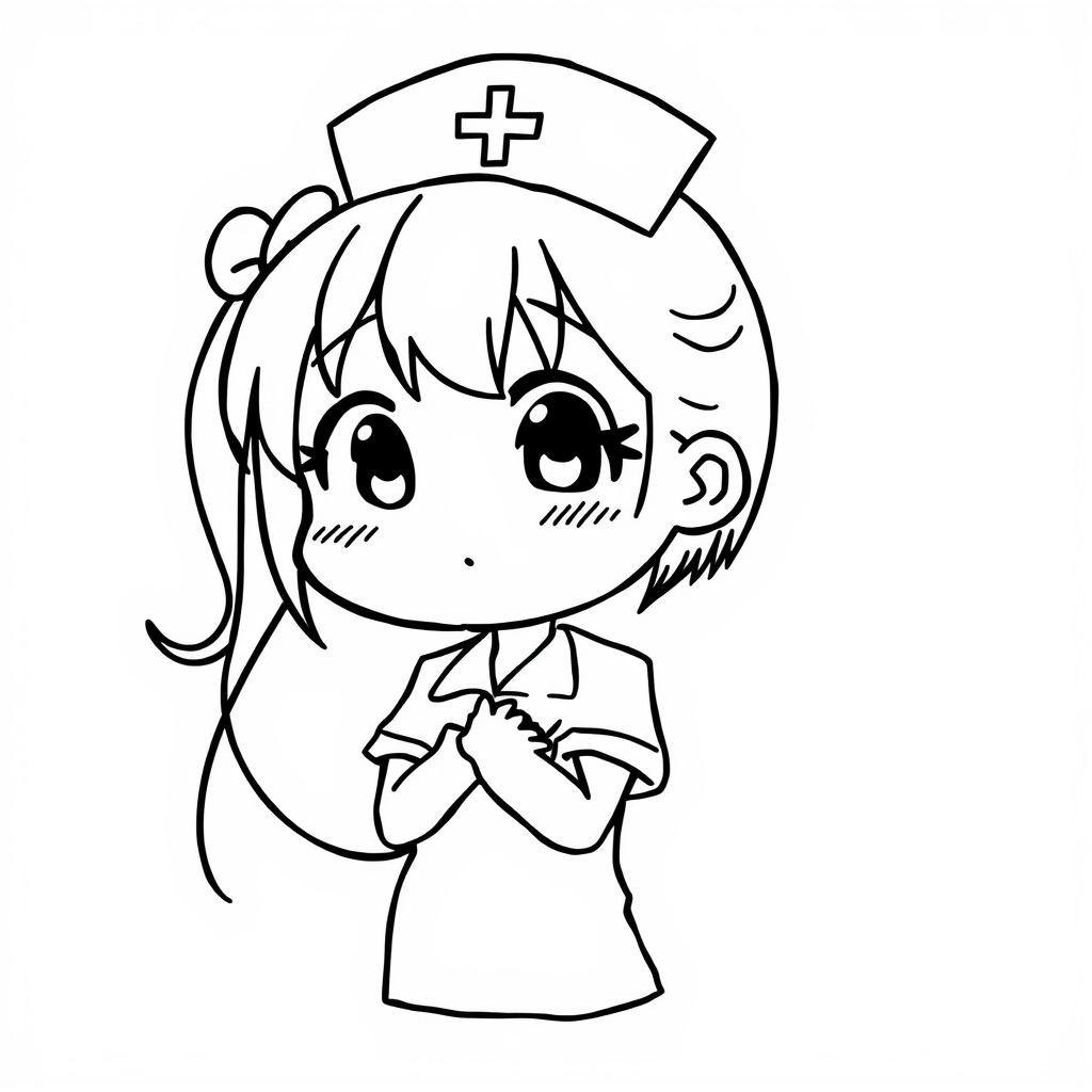 Anime nurse bandaging wound