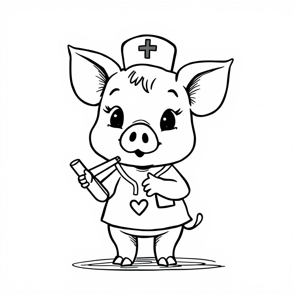 Piglet as a nurse taking a temperature