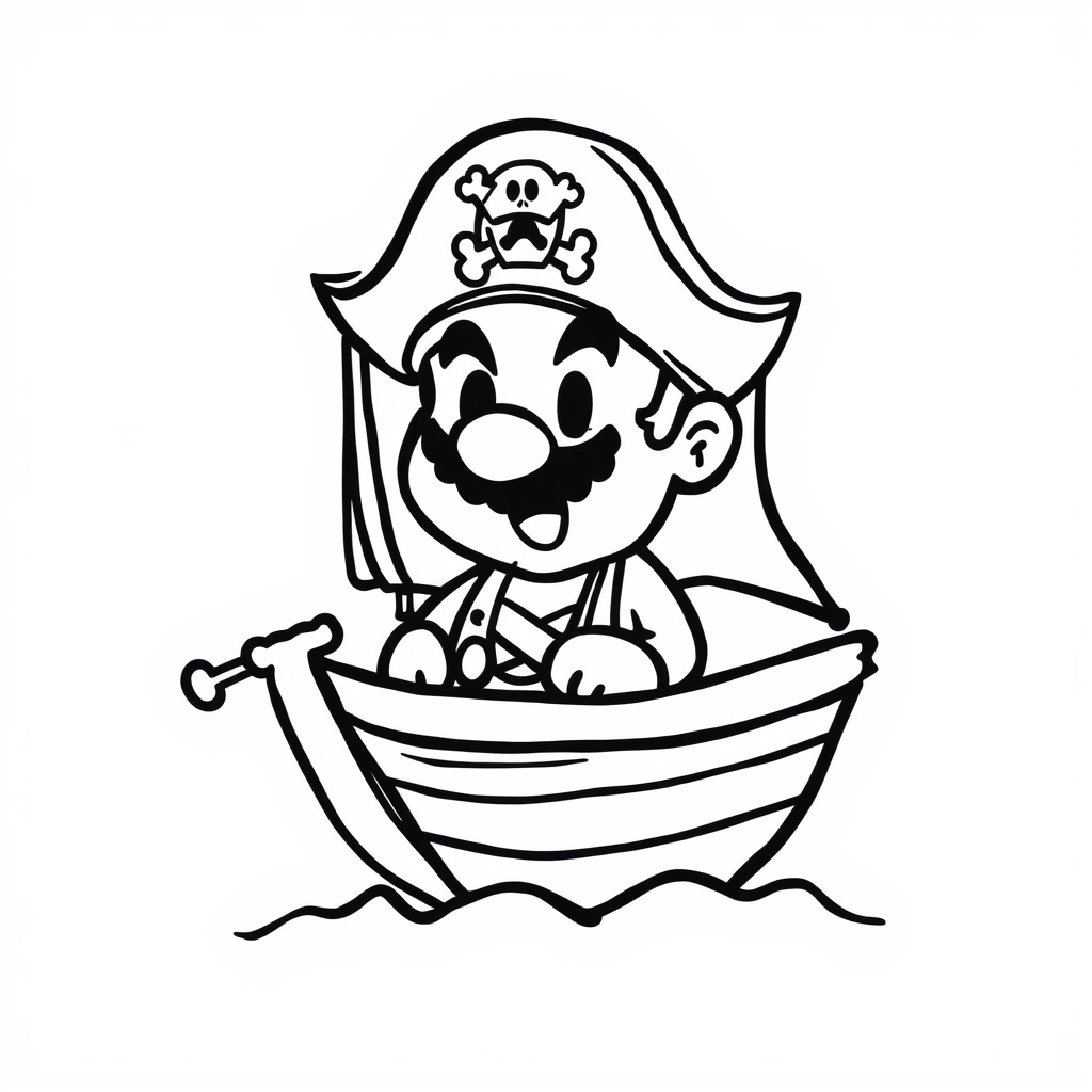 Mario as a pirate on a ship