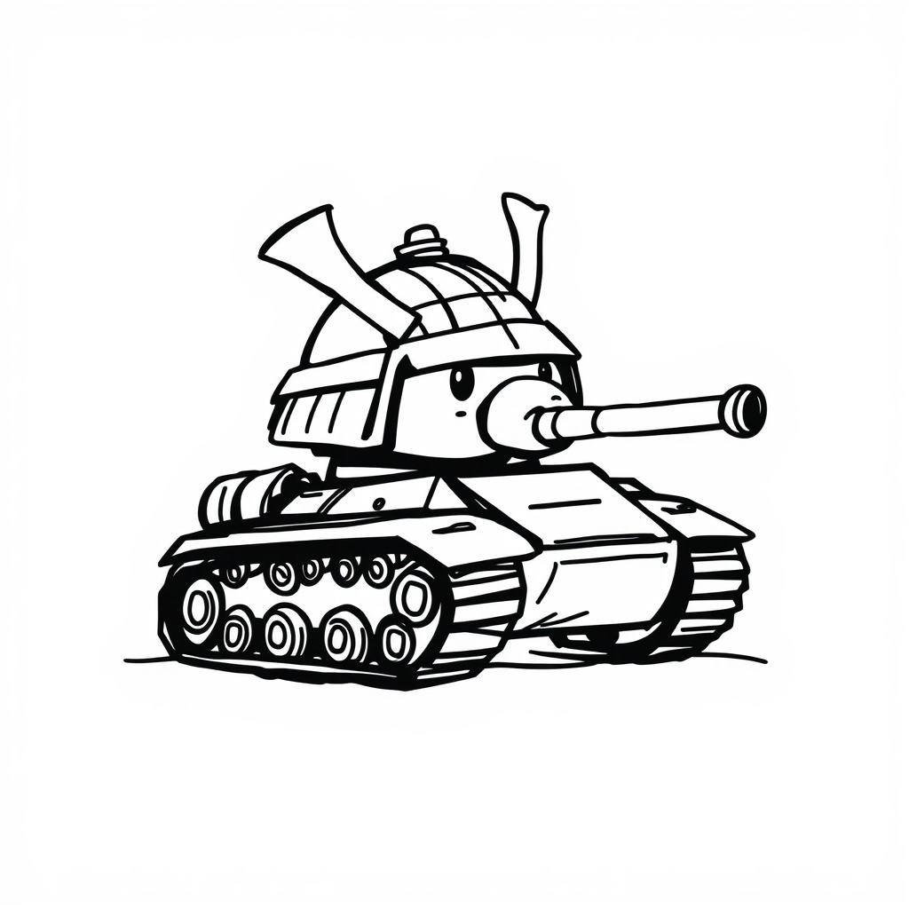 Tank in a samurai helmet