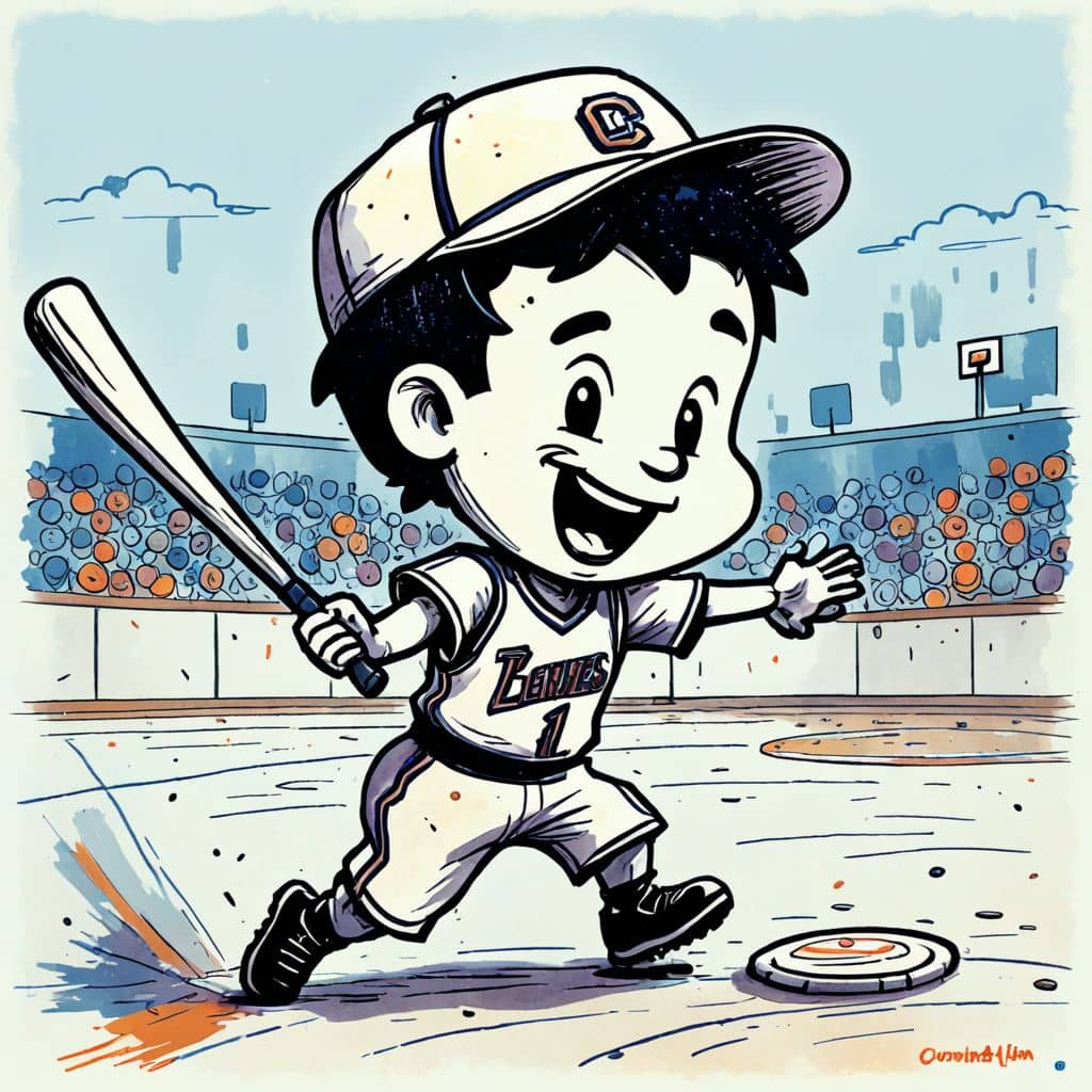 Colored Chibi Jackie Robinson stealing a base