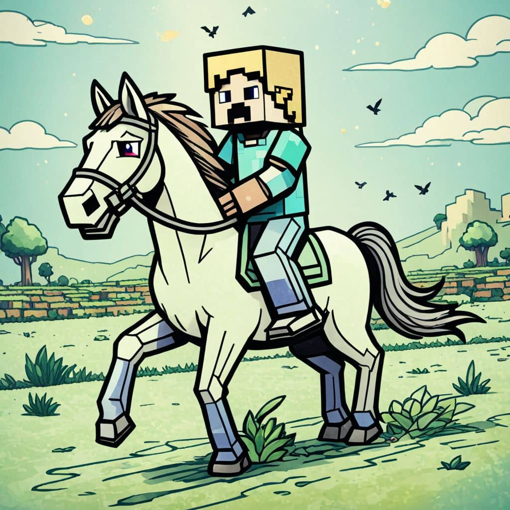 Colored Steve - Minecraft horse trotting