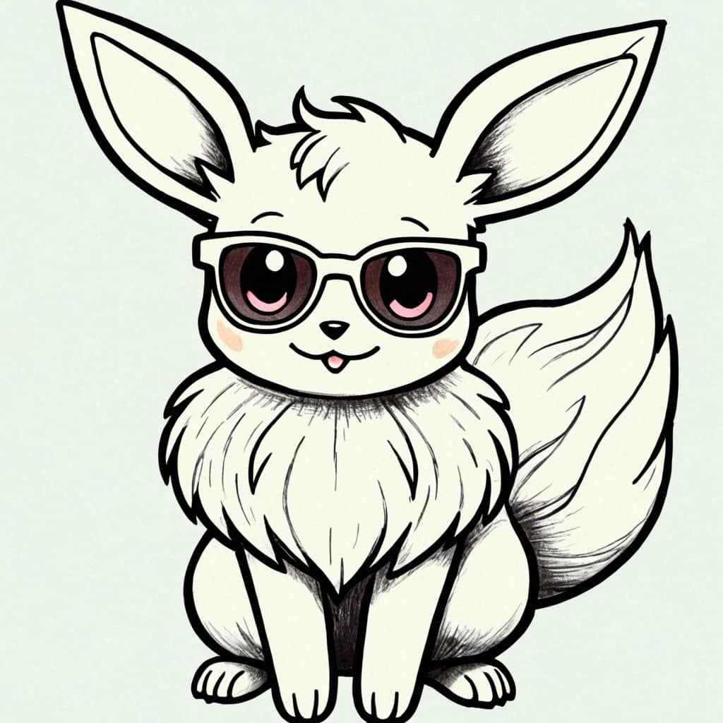 Colored Eevee wearing sunglasses