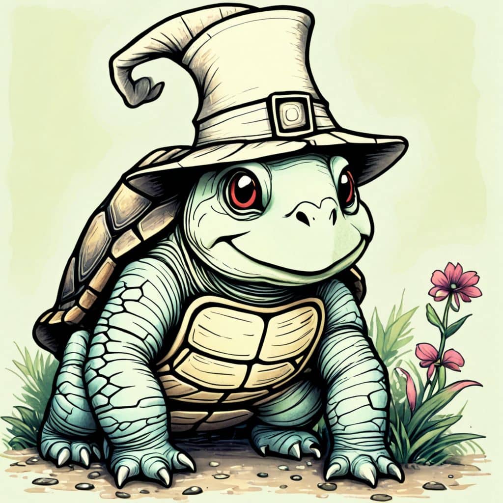 Colored Turtle dressed as a leprechaun