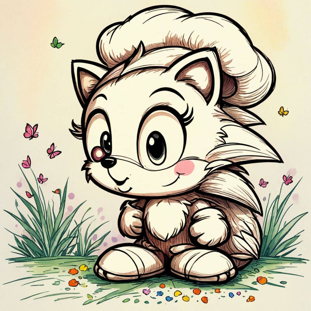 Colored Hedgehog in a chef's hat