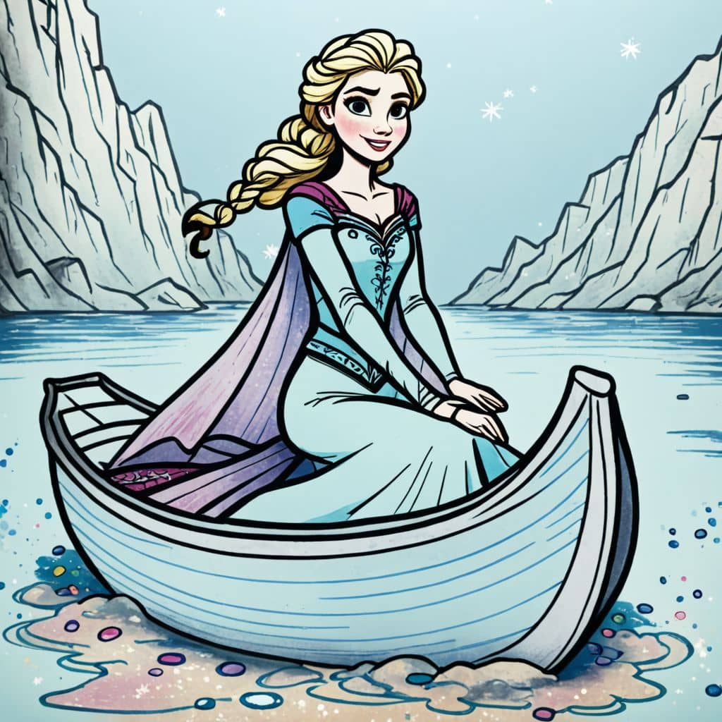 Colored Elsa on an ice boat