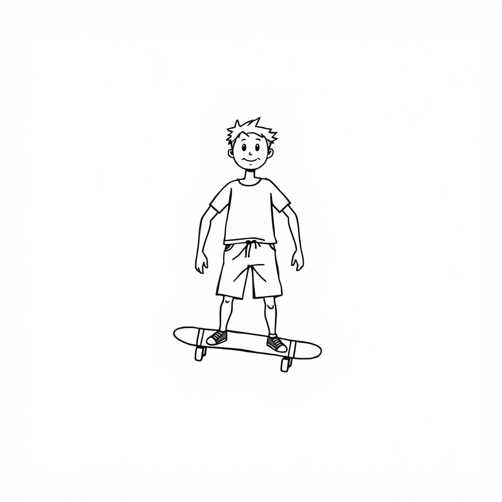 Vintage shorts guy with skateboard