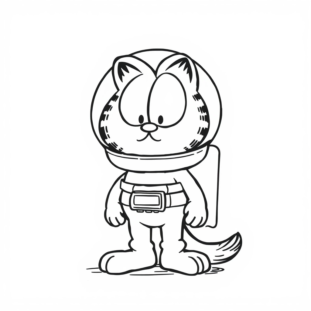 Garfield as an astronaut in spacesuit