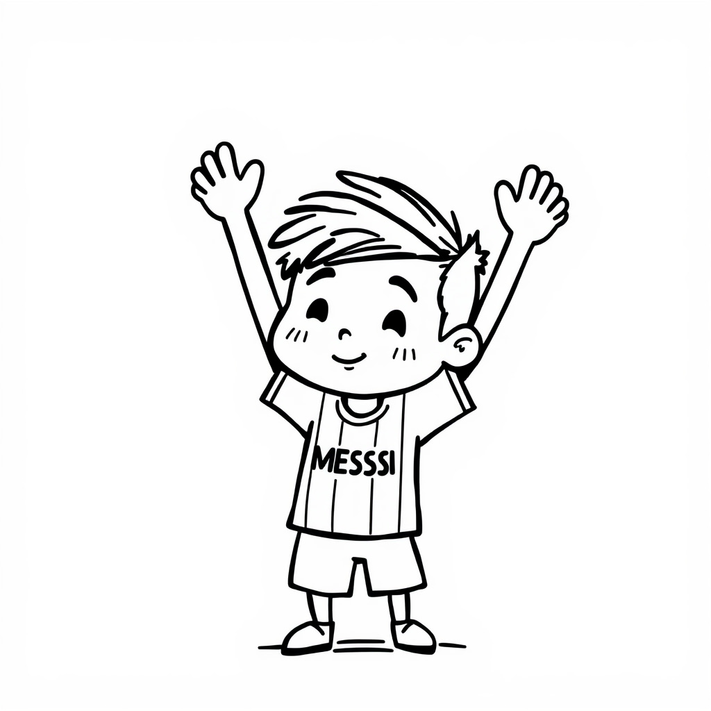 Messi with arms raised