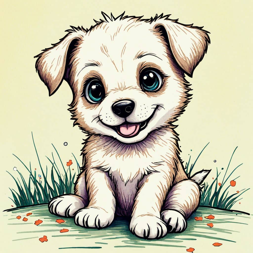 Colored Puppy chewing on a dental treat