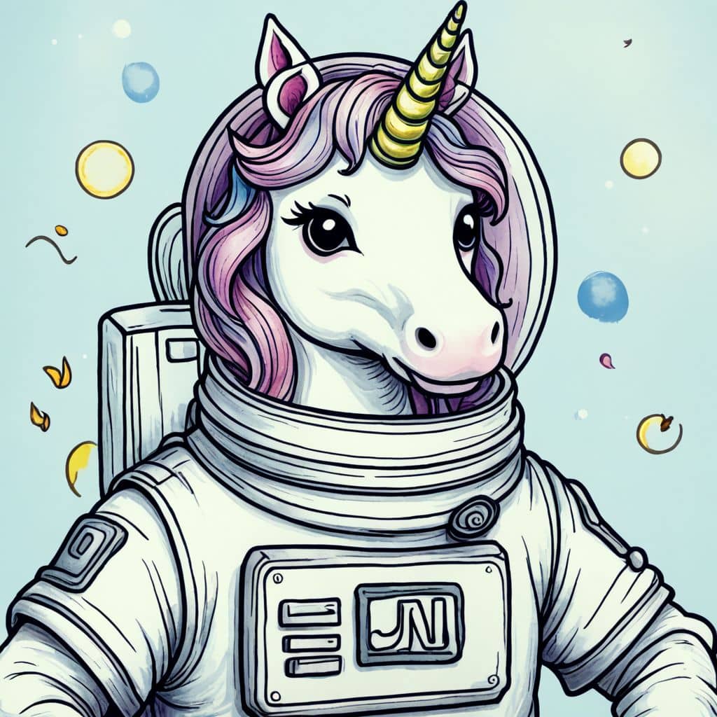 Colored Unicorn Astronaut in space suit