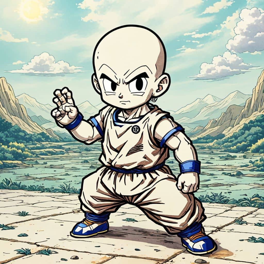 Colored Krillin - the martial artist from Dragon Ball Z as a chef