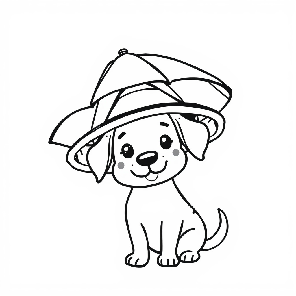 Beach hat dog under umbrella