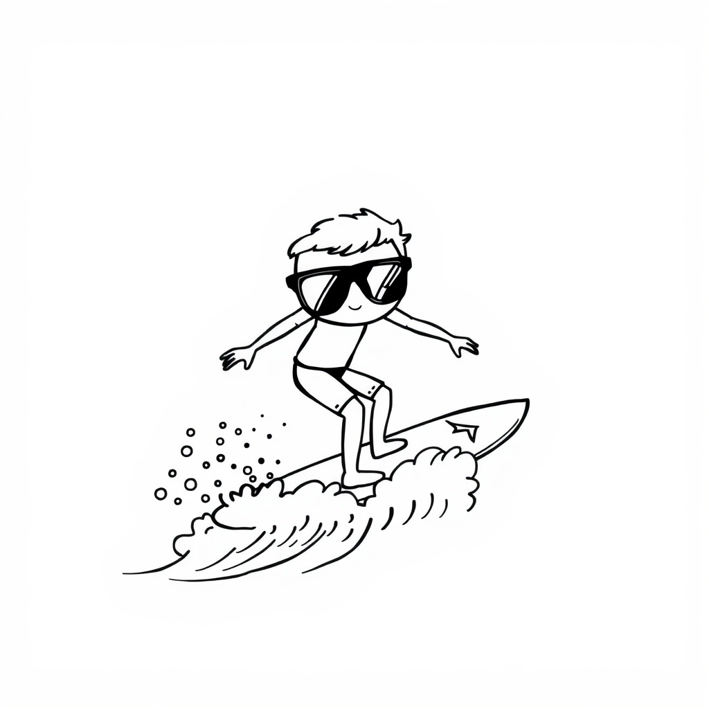 Surfer riding waves wearing reflective sunglasses.