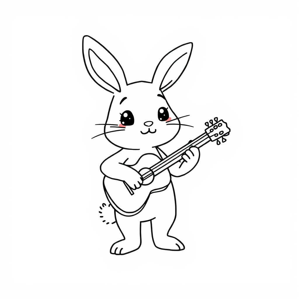 Bunny musician playing guitar.