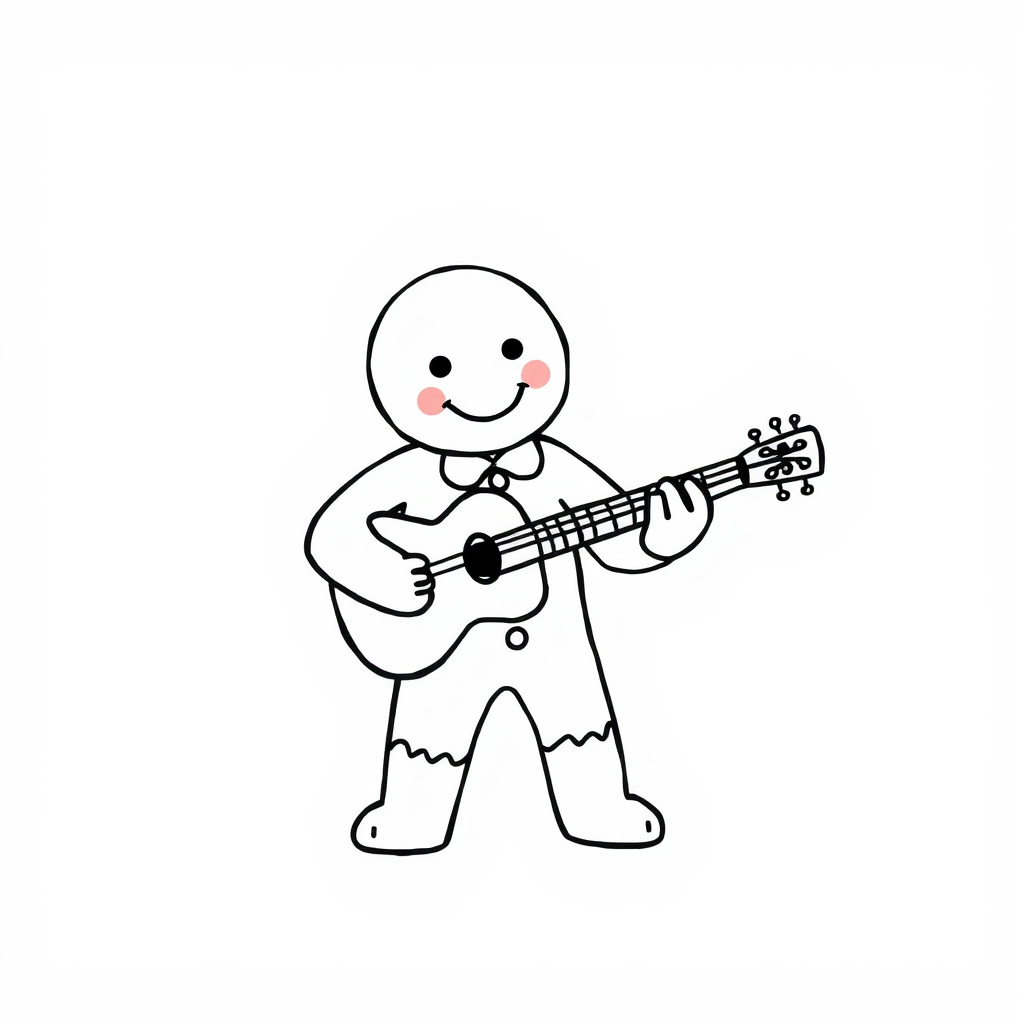 Musician Gingerbread Man playing a guitar.