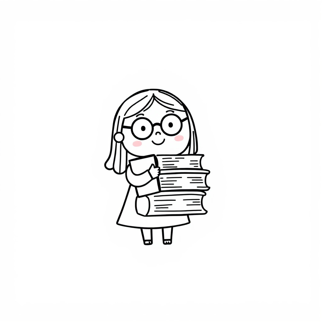 Librarian with a stack of books