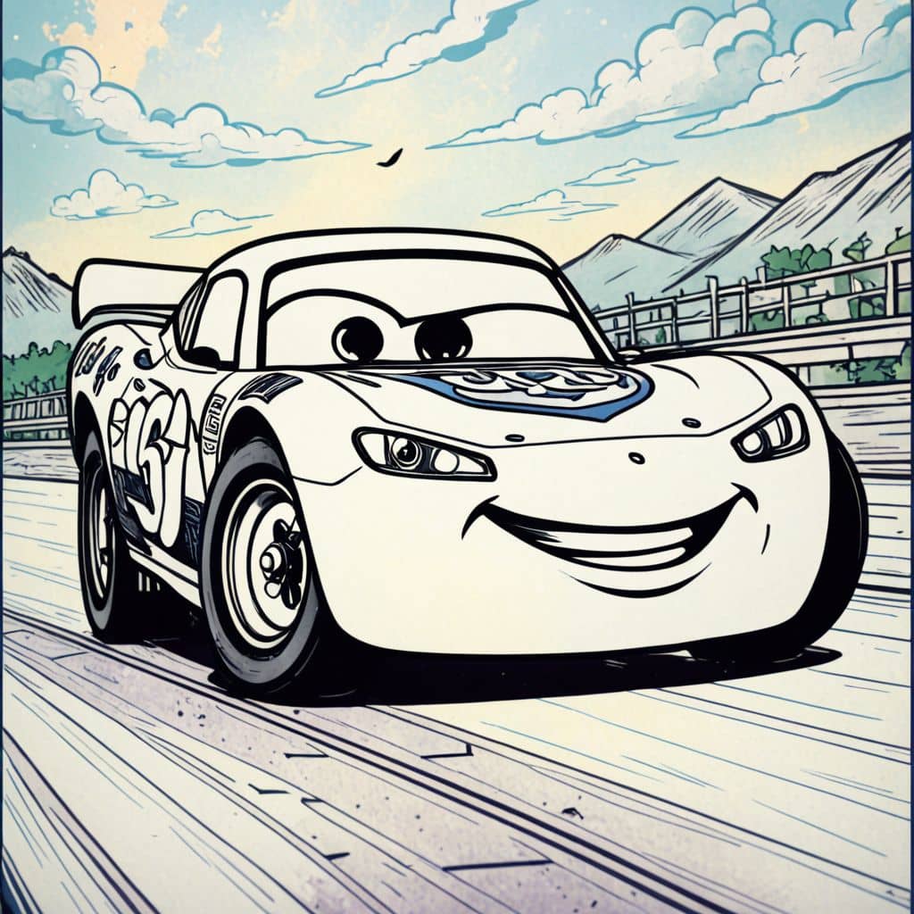 Colored Lightning McQueen - racing on track