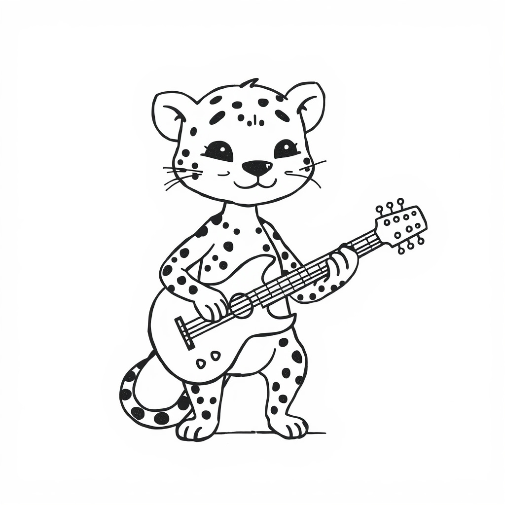 Cheetah playing guitar