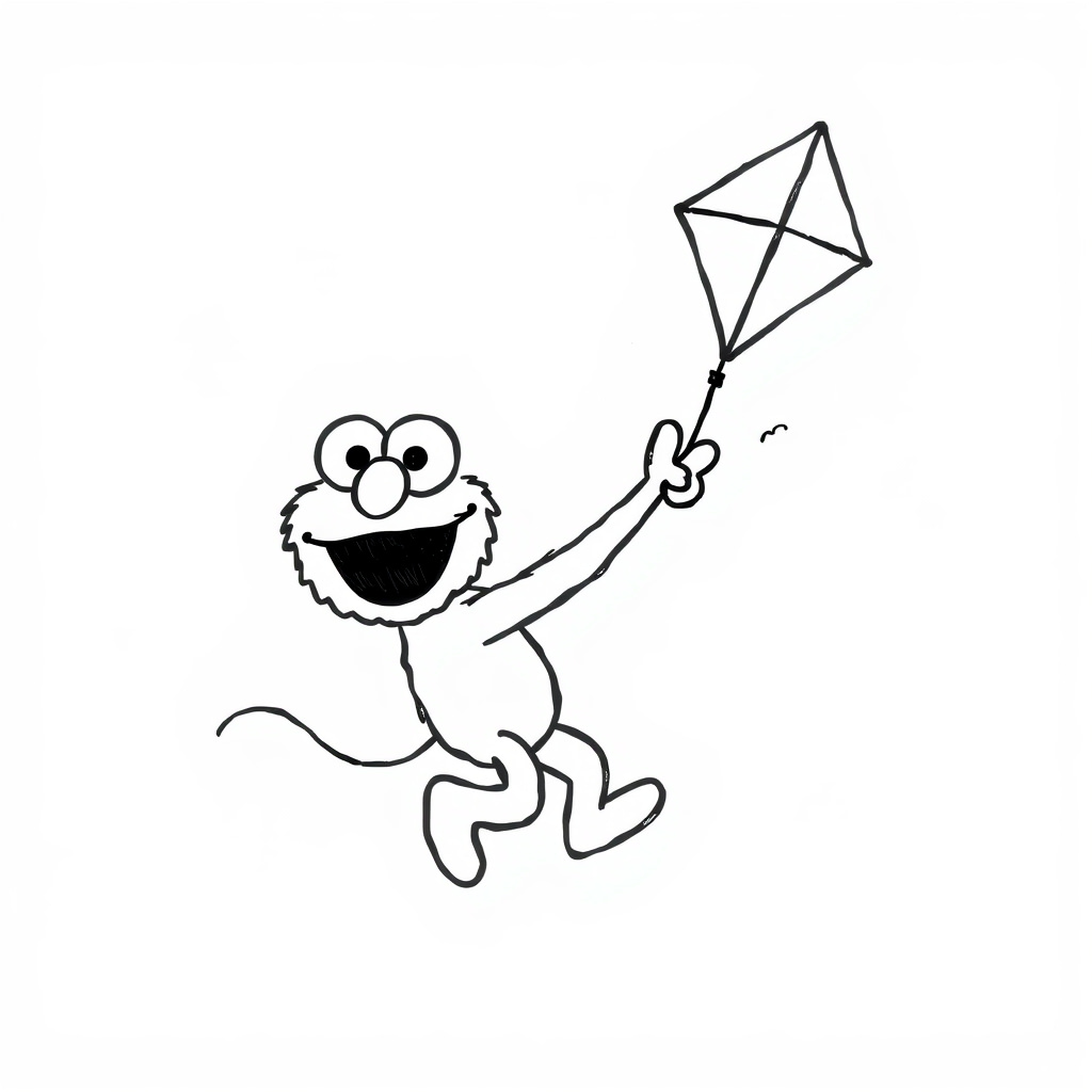 Elmo flying a kite