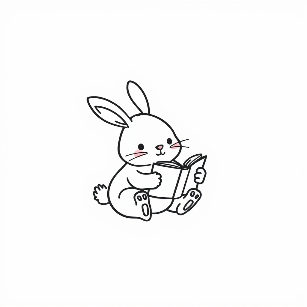 Bunny reading a book