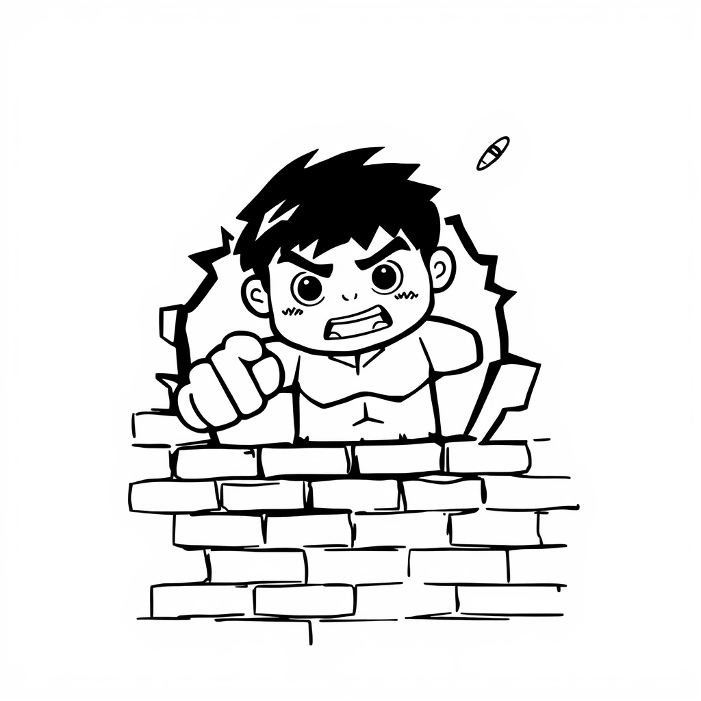 Hulk smashing through a brick wall