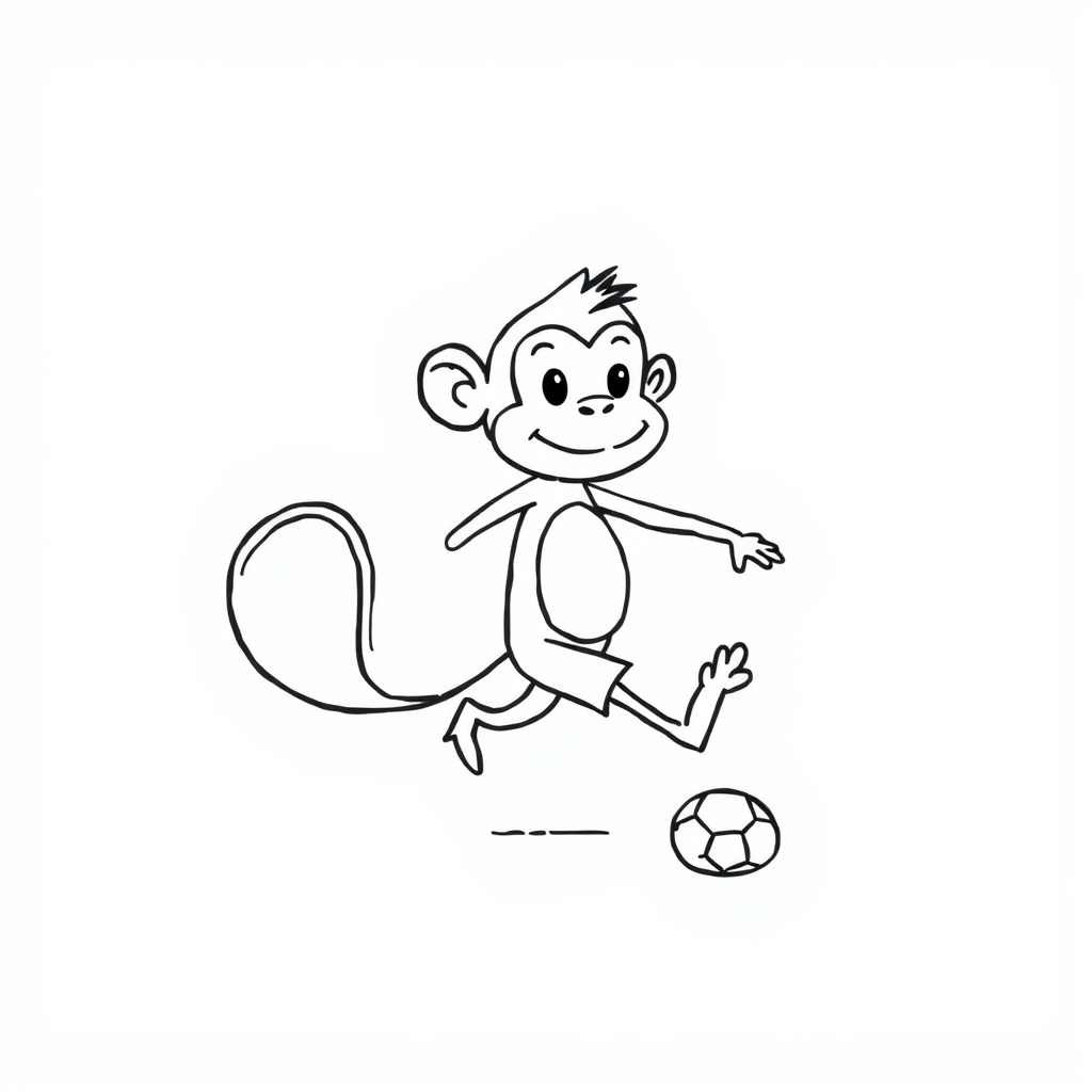 Monkey playing soccer