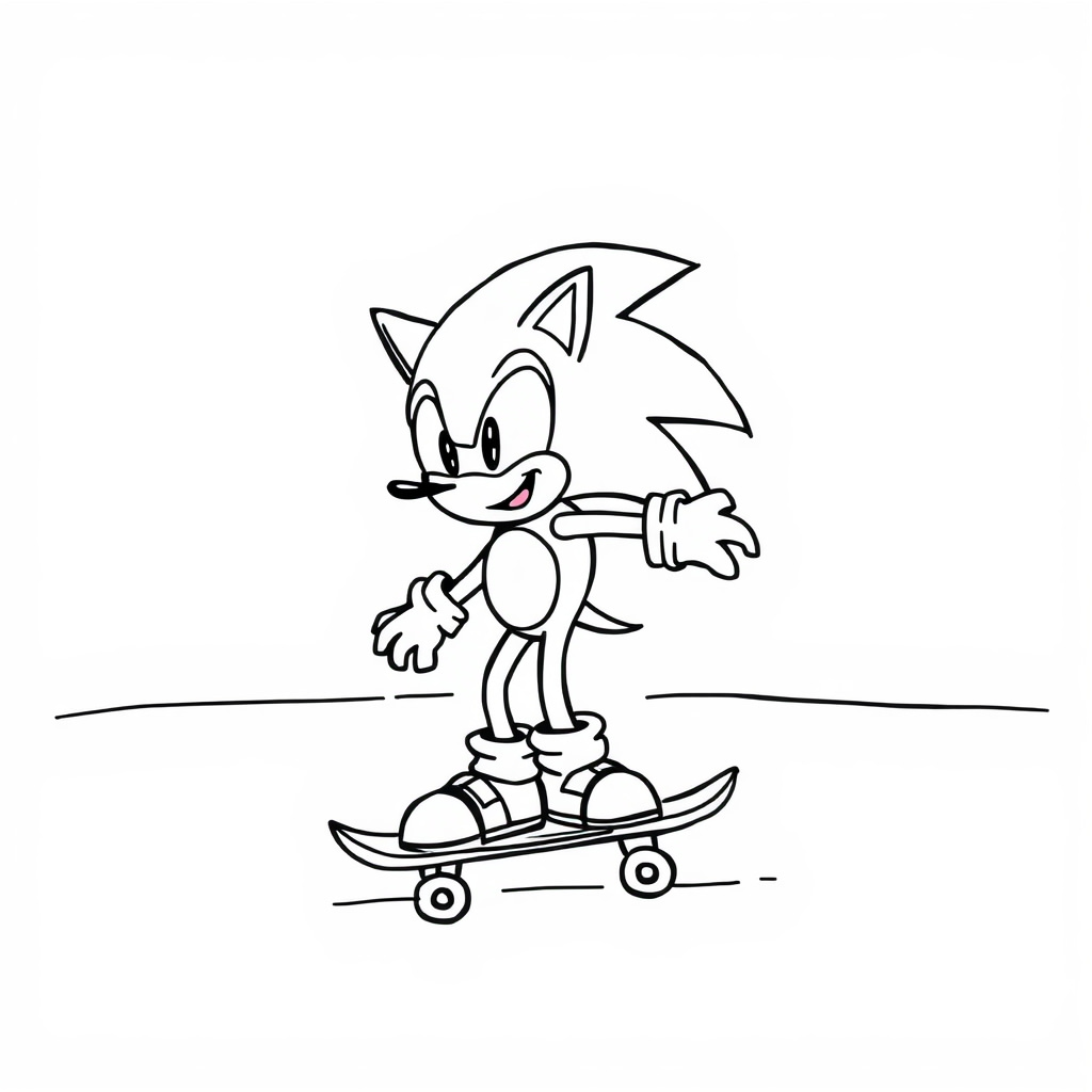 Sonic skateboarding through the park