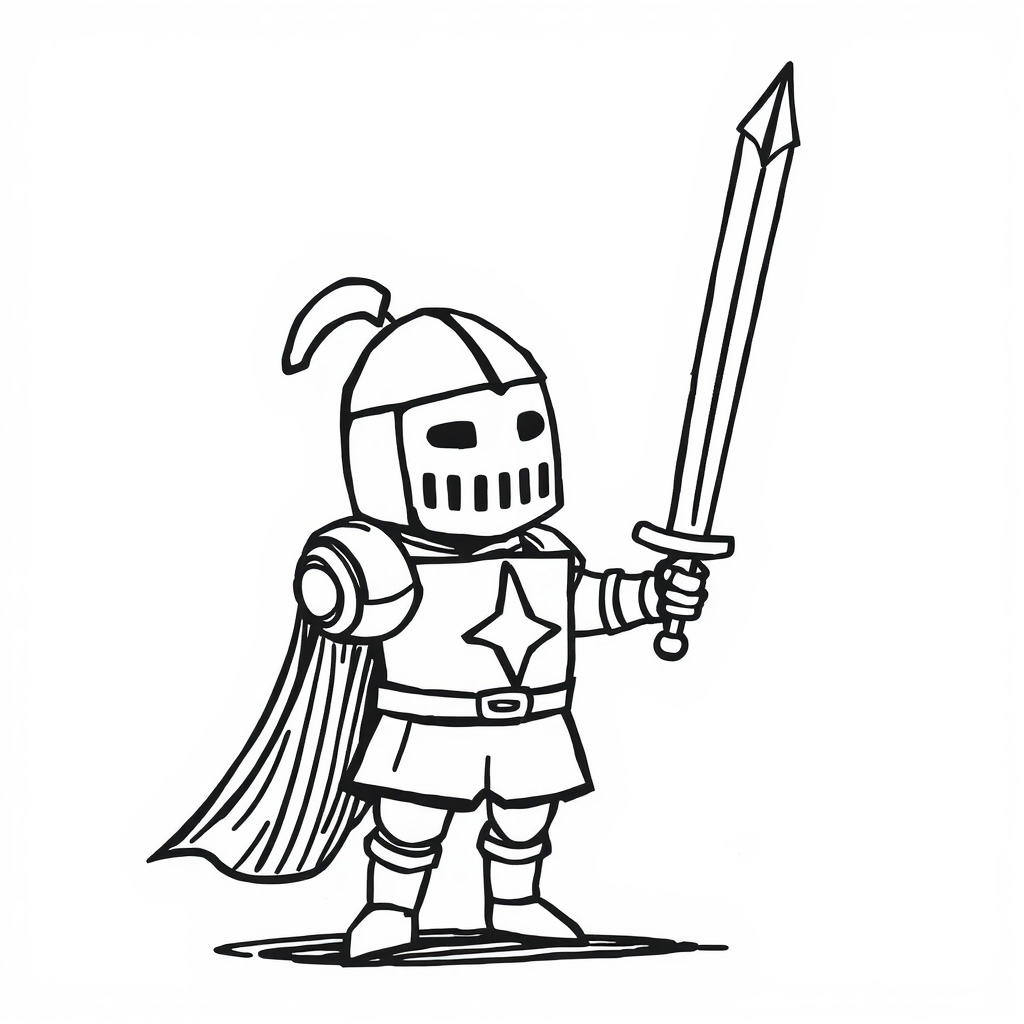 Medieval knight with a raised sword