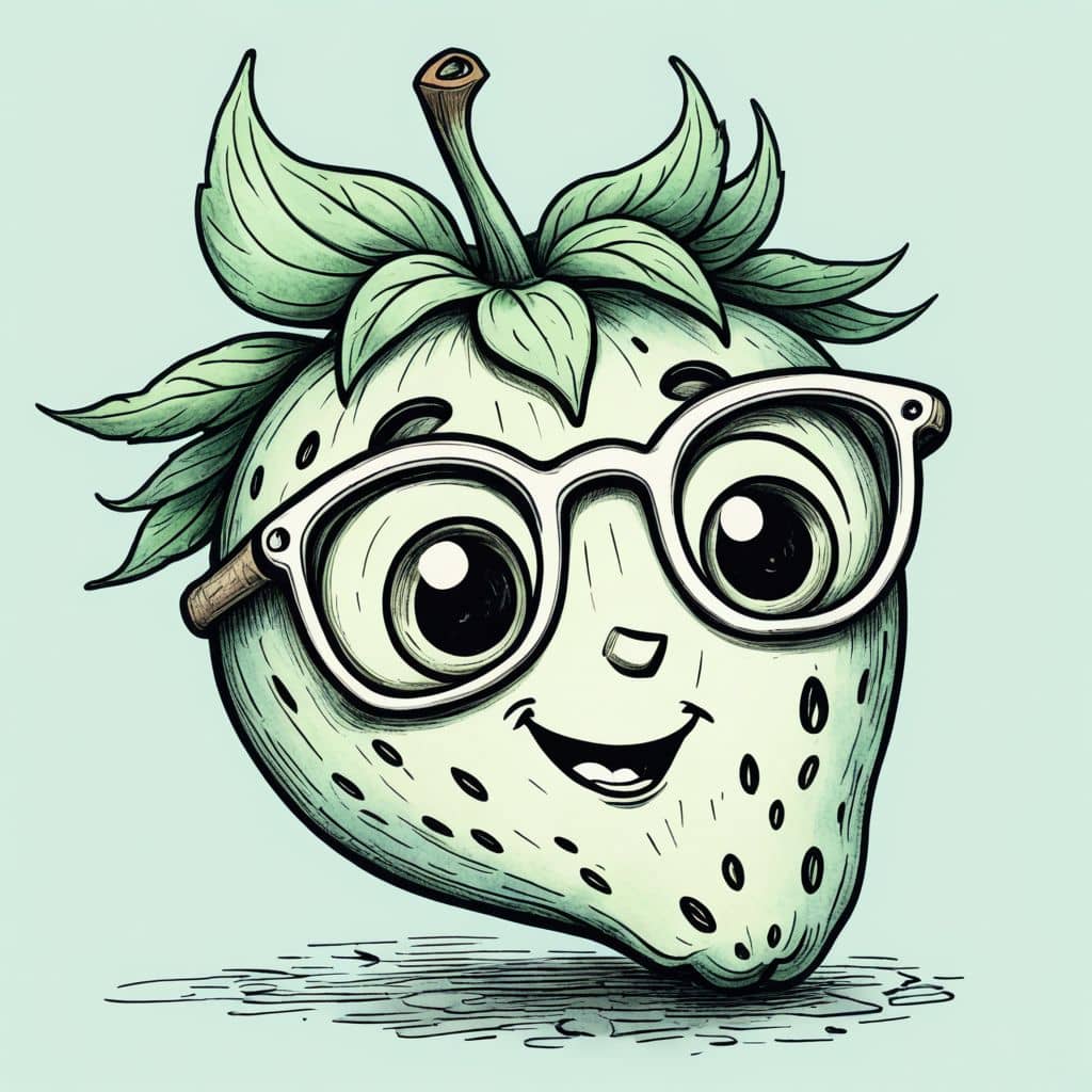 Colored Happy strawberry with cute glasses
