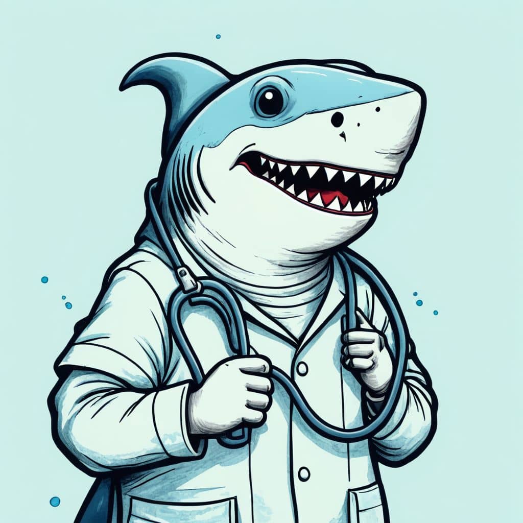 Colored Shark doctor with stethoscope